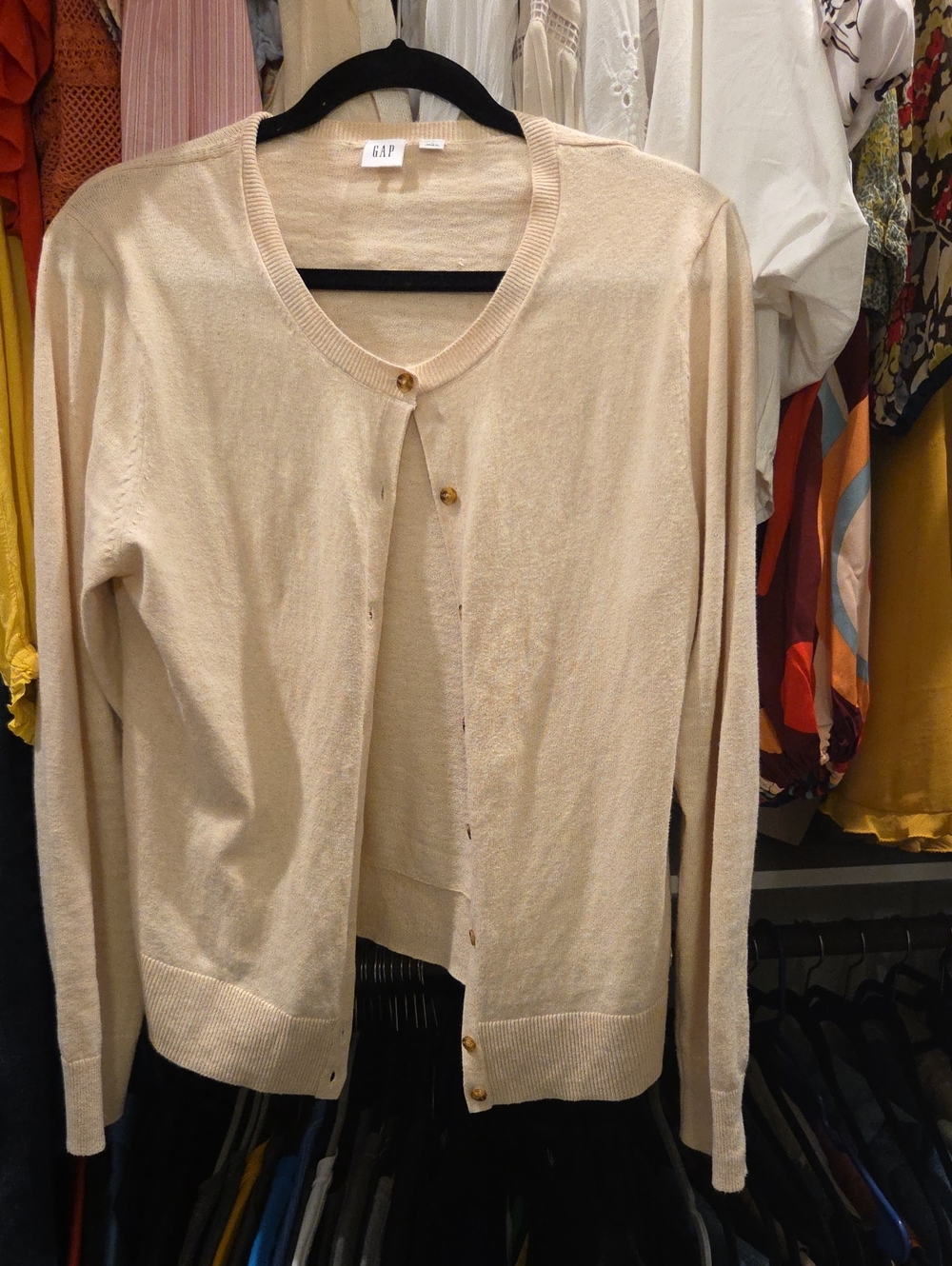 GAP Women's Light Cream Button-Front Cardigan